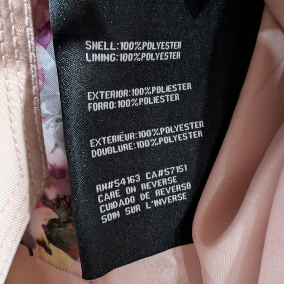 GUESS Pink Floral Double-Breasted Water-Resistant Trench Coat Sz S - Picture 9 of 9